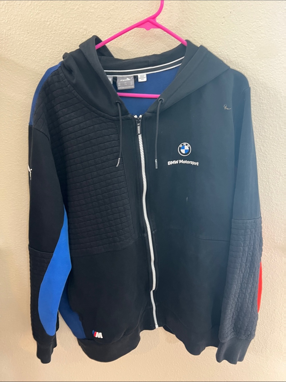 Puma BMW Motorsport Black Hoodie with Blue & Red Accents